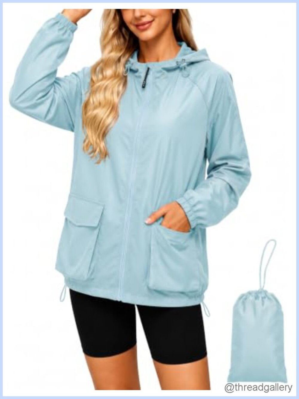 Lightweight Packable Hooded Waterproof Windbreaker Rain Jacket